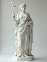 woman as White Marble classical Greek Marble Sculpture. white. no colors