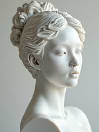 woman as White Marble classical Greek Marble Sculpture. white. no colors