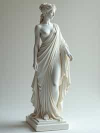 woman as White Marble classical Greek Marble Sculpture. white. no colors