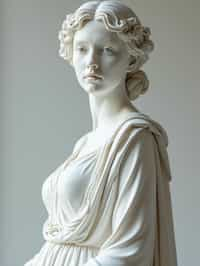 woman as White Marble classical Greek Marble Sculpture. white. no colors