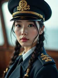 woman as a Navy Officer on a ship. highly detailed