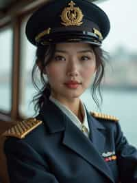 woman as a Navy Officer on a ship. highly detailed