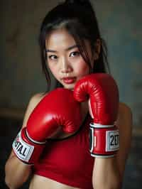 woman as a Boxer wearing Boxing Gloves