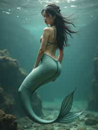 woman as a Mermaid the head and upper body of a human and the tail of a fish