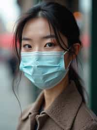 woman wearing a Covid n95 mask in 2020. outside