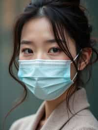 woman wearing a Covid n95 mask in 2020. outside