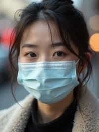 woman wearing a Covid n95 mask in 2020. outside