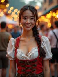 happy woman in Lederhosen for Oktoberfest at Oktoberfest