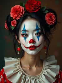 woman as a Clown with Clown Makeup