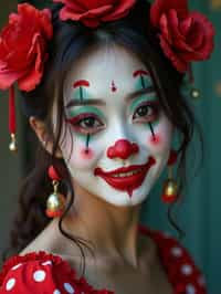 woman as a Clown with Clown Makeup