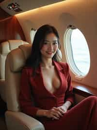 woman seated in a Private Jet