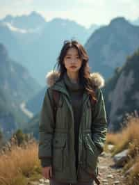 woman hiking in mountains