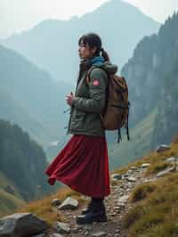 woman hiking in mountains