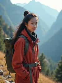 woman hiking in mountains