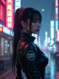 woman as futuristic beautiful cyberpunk police officer, in heavy rainning futuristic tokyo rooftop cyberpunk night, ssci-fi, fantasy, intricate, very very beautiful, elegant, neon light, highly detailed, digital painting, artstation, concept art, soft light, hdri, smooth, sharp focus, illustration, art by tian zi and craig mullins and wlop and alphonse mucha