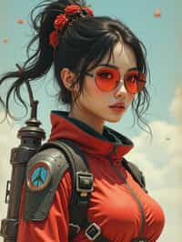 woman in Overwatch, character shot, shot, concept art, intricate details, highly detailed, vintage sci - fi poster, retro future, in the style of chris foss, rodger dean, moebius, michael whelan, and gustave dore