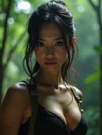 woman   as Lara Croft in Tombraider, in rainforest, cinematic lighting