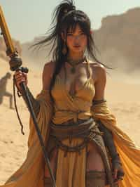 woman in style of mad max warrior in desert _ unreal _ 5 _ daz. _ rpg _ shot _ extremely _ detailed _ artgerm _ greg _ rutkowski _ greg