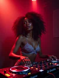 woman as DJ dj-ing in the club