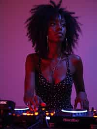 woman as DJ dj-ing in the club