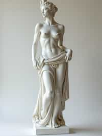 woman as White Marble classical Greek Marble Sculpture. white. no colors