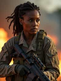 woman as a US Navy Seal in firefight. highly detailed