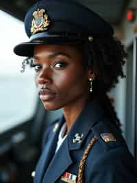 woman as a Navy Officer on a ship. highly detailed