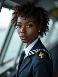 woman as a Navy Officer on a ship. highly detailed