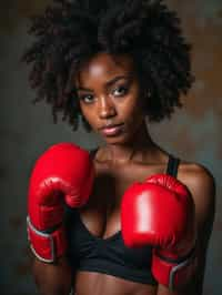 woman as a Boxer wearing Boxing Gloves