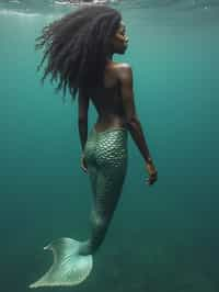 woman as a Mermaid the head and upper body of a human and the tail of a fish