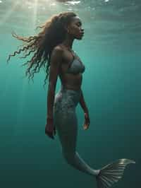 woman as a Mermaid the head and upper body of a human and the tail of a fish