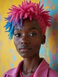 woman as a progressive LGBTQ activist feminist with pink or blue hair