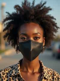 woman wearing a Covid n95 mask in 2020. outside