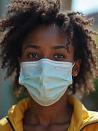 woman wearing a Covid n95 mask in 2020. outside