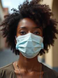 woman wearing a Covid n95 mask in 2020. outside