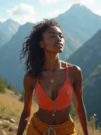 woman hiking in mountains