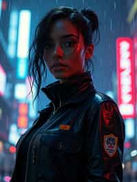 woman as futuristic beautiful cyberpunk police officer, in heavy rainning futuristic tokyo rooftop cyberpunk night, ssci-fi, fantasy, intricate, very very beautiful, elegant, neon light, highly detailed, digital painting, artstation, concept art, soft light, hdri, smooth, sharp focus, illustration, art by tian zi and craig mullins and wlop and alphonse mucha