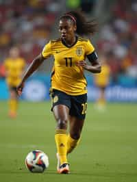 woman as Football Player in the FIFA World Cup playing in a Football Match