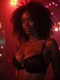 woman in  sexy lingerie  as a stripper in strip club. wide shot. cinematic lighting