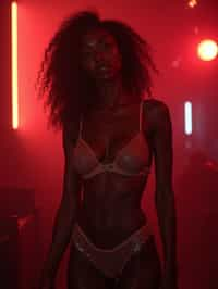 woman in  sexy lingerie  as a stripper in strip club. wide shot. cinematic lighting