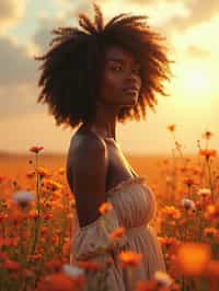 woman | standing in field full of flowers | detailed gorgeous face! ! | full body! ! | god rays | intricate | elegant | realistic | hyperrealistic | cinematic | character design | concept art | illustration | digital art | digital painting | depth of field