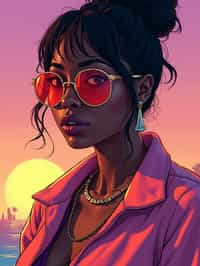 woman, gta vice city cover art, borderlands style, celshading, trending on artstation, by rhads, andreas rocha, rossdraws, makoto shinkai, laurie greasley, lois van baarle, ilya kuvshinov and greg rutkowski