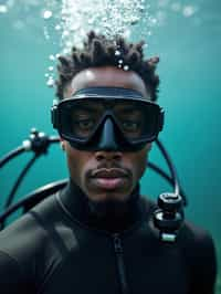 man as a scuba diver wearing diving goggles and wearing a wetsuit