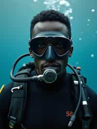 man as a scuba diver wearing diving goggles and wearing a wetsuit