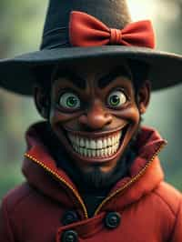 man as the personification of the Halloween holiday in the form of man with a villain's smile, (cute)cute hats, cute cheeks, unreal engine, highly detailed, artgerm digital illustration, woo tooth, studio ghibli, deviantart, sharp focus, artstation, by Alexei Vinogradov bakery, sweets, emerald eyes