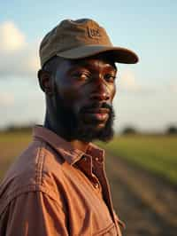 man farmer with farm in background