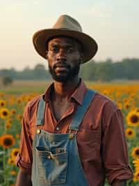 man farmer with farm in background