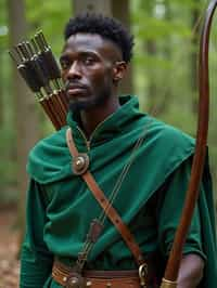 man as a Medieval Elf Archer Warrior in Green Robe