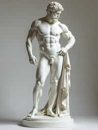 man as White Marble classical Greek Marble Sculpture. white. no colors