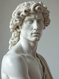 man as White Marble classical Greek Marble Sculpture. white. no colors